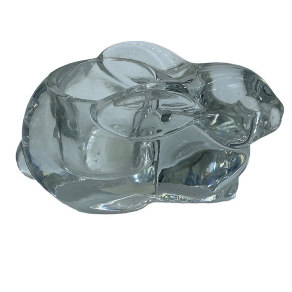 Indiana Glass Crystal Rabbit Votive Handle Holder Clear